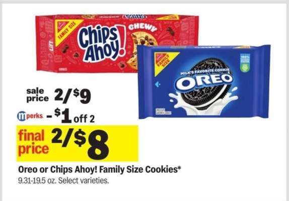 Oreo or Chips Ahoy Family Size Cookies