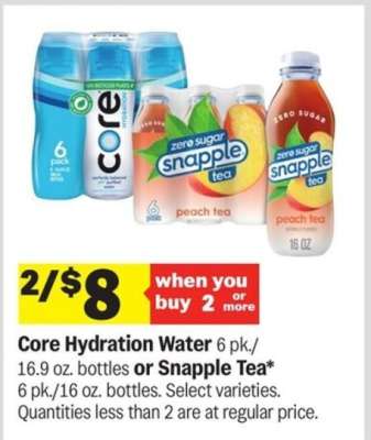 Core Hydration Water or Snapple Tea