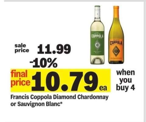 Francis Coppola Diamond Chardonnay or Sauvignon Blanc