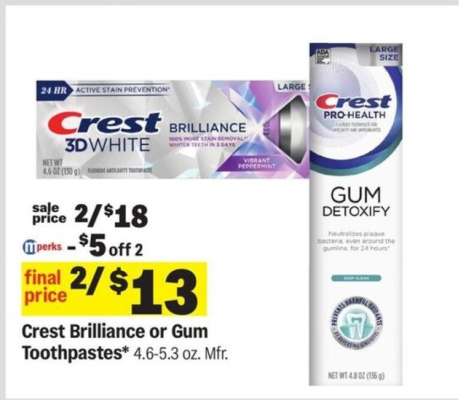 Crest Brilliance or Gum Toothpastes*