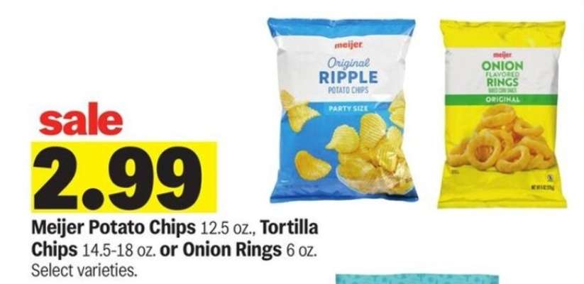 Meijer Potato Chips, Tortilla Chips, or Onion Rings