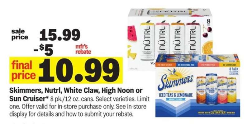 Skimmers, Nutrl, White Claw, High Noon or Sun Cruiser