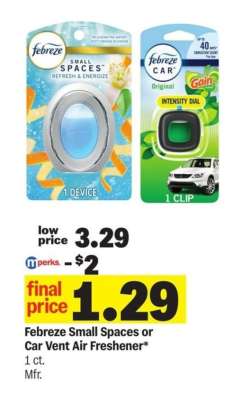 Febreze Small Spaces or Car Vent Air Freshener