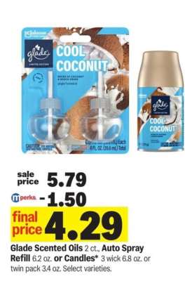 Glade Scented Oils 2 ct., Auto Spray Refill or Candles