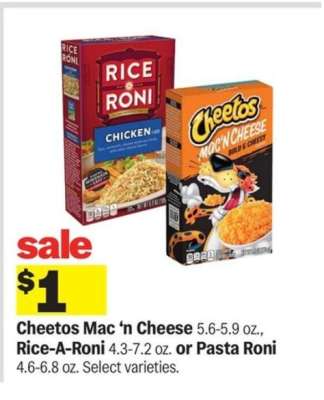 Cheetos Mac ‘n Cheese, Rice-A-Roni, or Pasta Roni