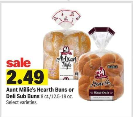 Aunt Millie's Hearth Buns or Deli Sub Buns