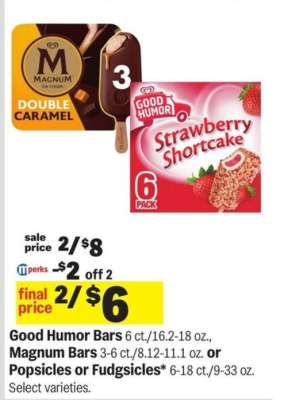 Good Humor Bars, Magnum Bars, Popsicles or Fudgsicles