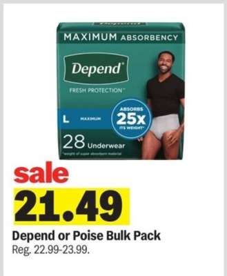 Depend or Poise Bulk Pack*