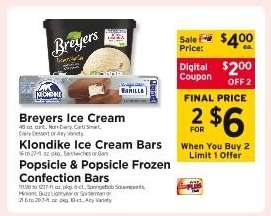 Breyers Ice Cream, Klondike Ice Cream Bars, Popsicle & Popsicle Frozen Confection Bars