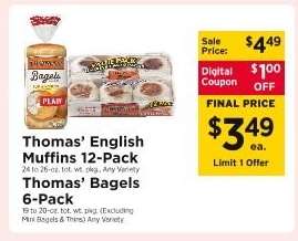 Thomas’ English Muffins 12-Pack / Thomas’ Bagels 6-Pack