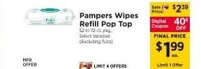 Pampers Wipes Refill Pop Top