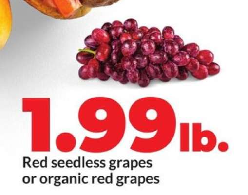 Red seedless grapes or organic red grapes