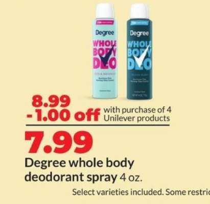Degree whole body deodorant spray
