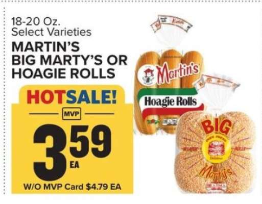 Martin's Big Marty's or Hoagie Rolls