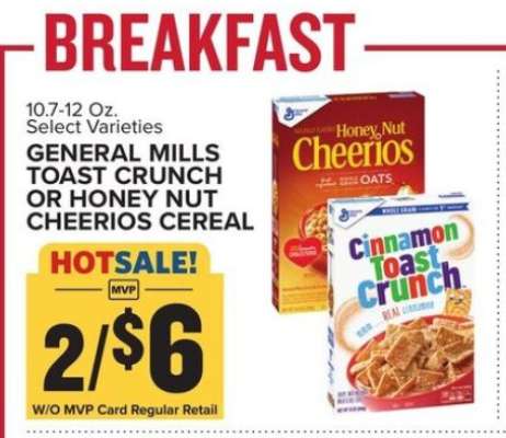 General Mills Toast Crunch or Honey Nut Cheerios Cereal