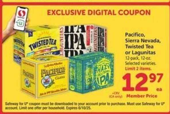 Pacifico, Sierra Nevada, Twisted Tea or Lagunitas