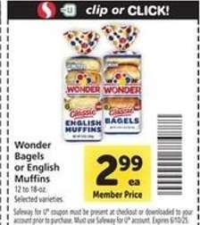 Wonder Bagels or English Muffins