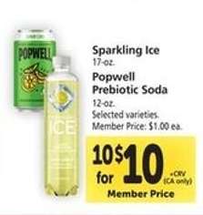Sparkling Ice / Popwell Prebiotic Soda
