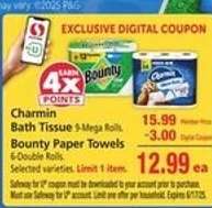 Charmin Bath Tissue, Bounty Paper Towels
