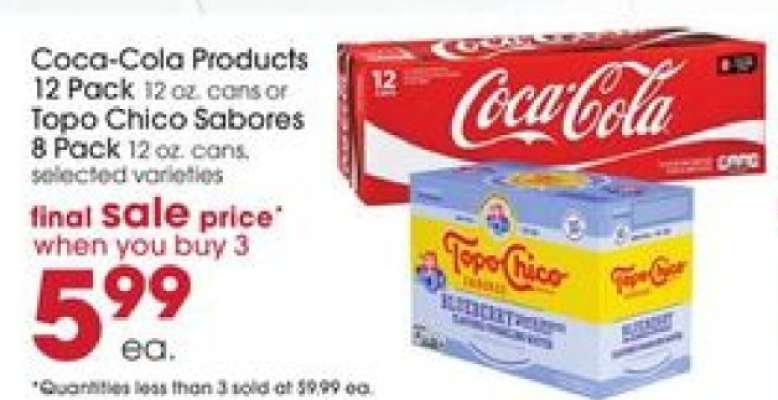 Coca-Cola Products 12 Pack or Topo Chico Sabores 8 Pack