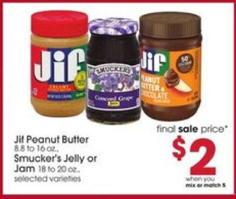 Jif Peanut Butter or Smucker's Jelly/Jam