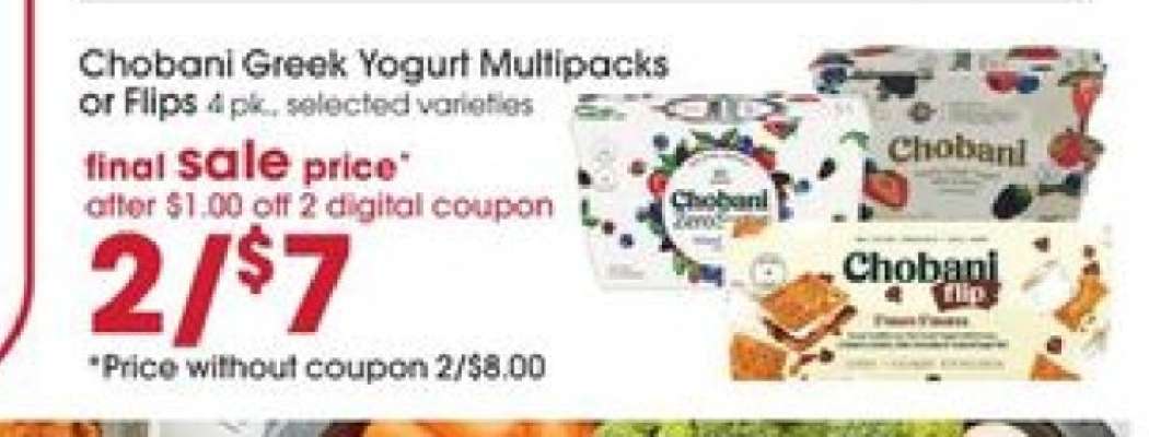 Chobani Greek Yogurt Multipacks or Flips