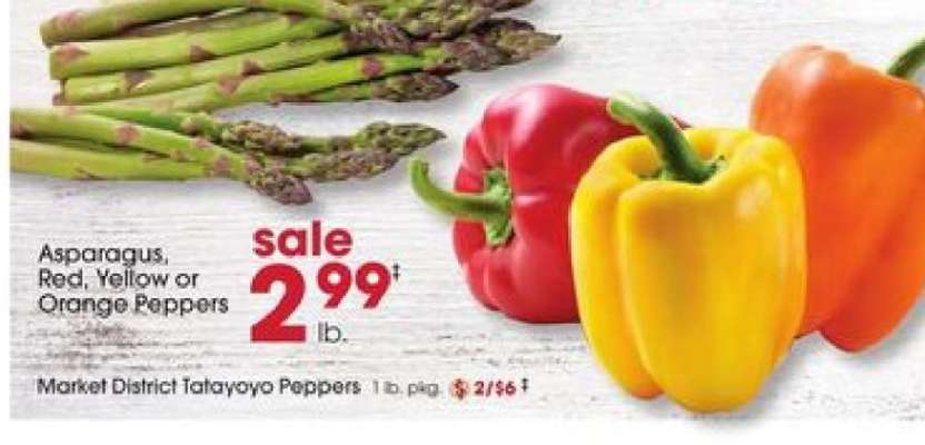 Asparagus, Red, Yellow or Orange Peppers