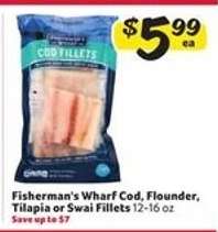 Fisherman's Wharf Cod, Flounder, Tilapia or Swai Fillets