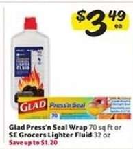 Glad Press'n Seal Wrap or SE Grocers Lighter Fluid