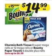 Charmin Bath Tissue or Bounty Paper Towels