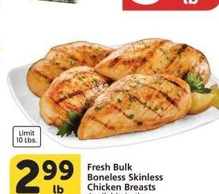 Fresh Bulk Boneless Skinless Chicken Breasts - Available in the full service meat counter