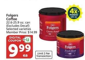 Folgers Coffee - Selected varieties
Member Price: $14.99