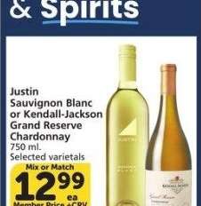 Justin Sauvignon Blanc or Kendall-Jackson Grand Reserve Chardonnay - Single Member Price: $14.43
Mix or Match
+CRV