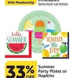 Summer Party Plates or Napkins - 8-16 ct. Selected varieties