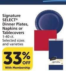Signature SELECT® Dinner Plates, Napkins or Tablecovers - 1-40 ct. Selected sizes and varieties