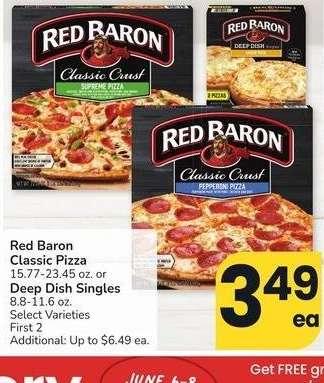 Red Baron Classic Pizza 15.77-23.45 oz. or Deep Dish Singles 8.8-11.6 oz. - Select Varieties