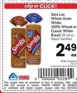 Sara Lee Whole Grain White, 100% Wheat or Classic White Bread 20-24 oz. - Select Varieties