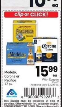 Modelo, Corona or Pacifico - 12 pk.