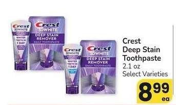 Crest Deep Stain Toothpaste - 2.1 oz Select Varieties