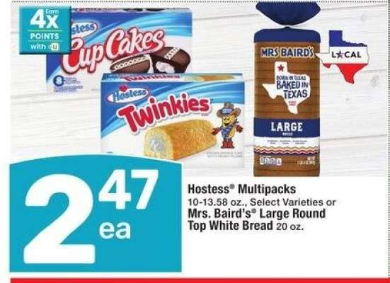 Hostess® Multipacks 10-13.58 oz., Select Varieties or Mrs. Baird's® Large Round Top White Bread 20 oz.