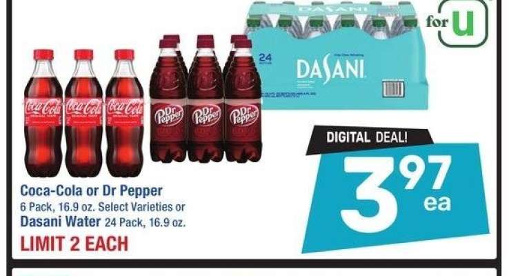 Coca-Cola or Dr Pepper 6 Pack, 16.9 oz., Select Varieties or Dasani Water 24 Pack, 16.9 oz.