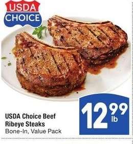 USDA Choice Beef Ribeye Steaks - Bone - In, Value Pack