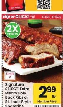 Signature SELECT® Extra Meaty Pork Back Ribs or St. Louis Style Spareribs - Previously frozen.