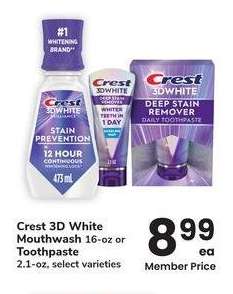 Crest 3D White Mouthwash 16-oz or Toothpaste 2.1-oz - select varieties