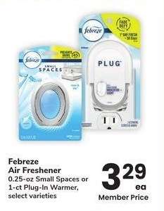 Febreze Air Freshener - 0.25-oz Small Spaces or 1-ct Plug-In Warmer, select varieties