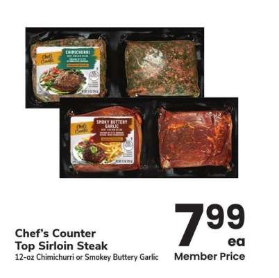 Chef's Counter Top Sirloin Steak - 12 - oz Chimichurri or Smokey Buttery Garlic