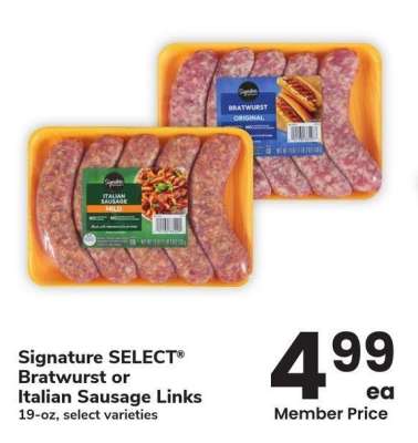 Signature SELECT® Bratwurst or Italian Sausage Links - 19 - oz, select varieties