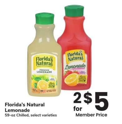 Florida's Natural Lemonade - 59 - oz Chilled, select varieties