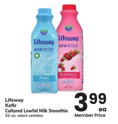 Lifeway Kefir Cultured Lowfat Milk Smoothie - 32 - oz, select varieties