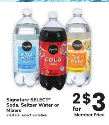 Signature SELECT® Soda, Seltzer Water or Mixers - 2 - Liters, select varieties